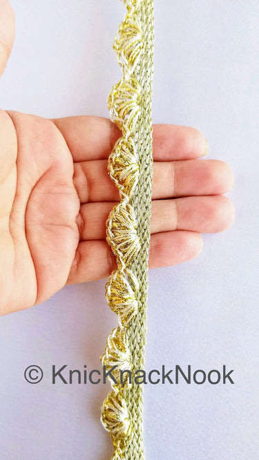 Gold / Silver Shimmer Shell Pattern Scallop Thread Trim With Sequins, Approx. 15mm, Thread Trim